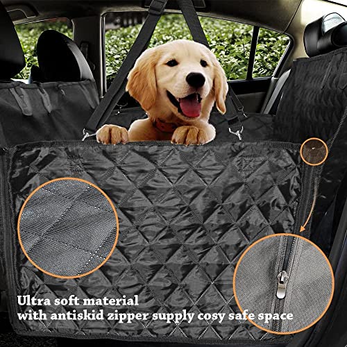 Image of DOUBLE R BAGS Dog Car Seat Cover | Waterproof, Scratch-Proof, Non-Slip Pet Travel Hammock with Seat Anchors | Machine Washable, Durable Back Seat Protector for Dogs | Universal Fit (144x152x10 cm)