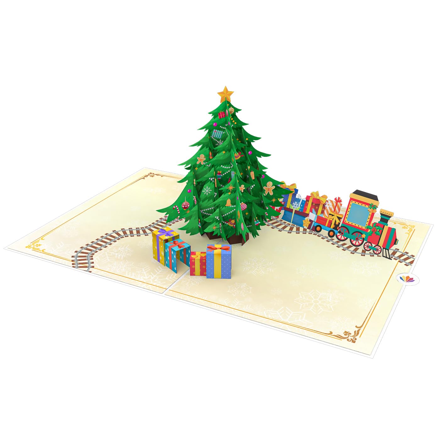 LIMAH® Pop-up Christmas Card Christmas Tree, 3D Card for Christmas with Christmas Tree Play Train and Gifts, Funny Gift Idea - Image 4