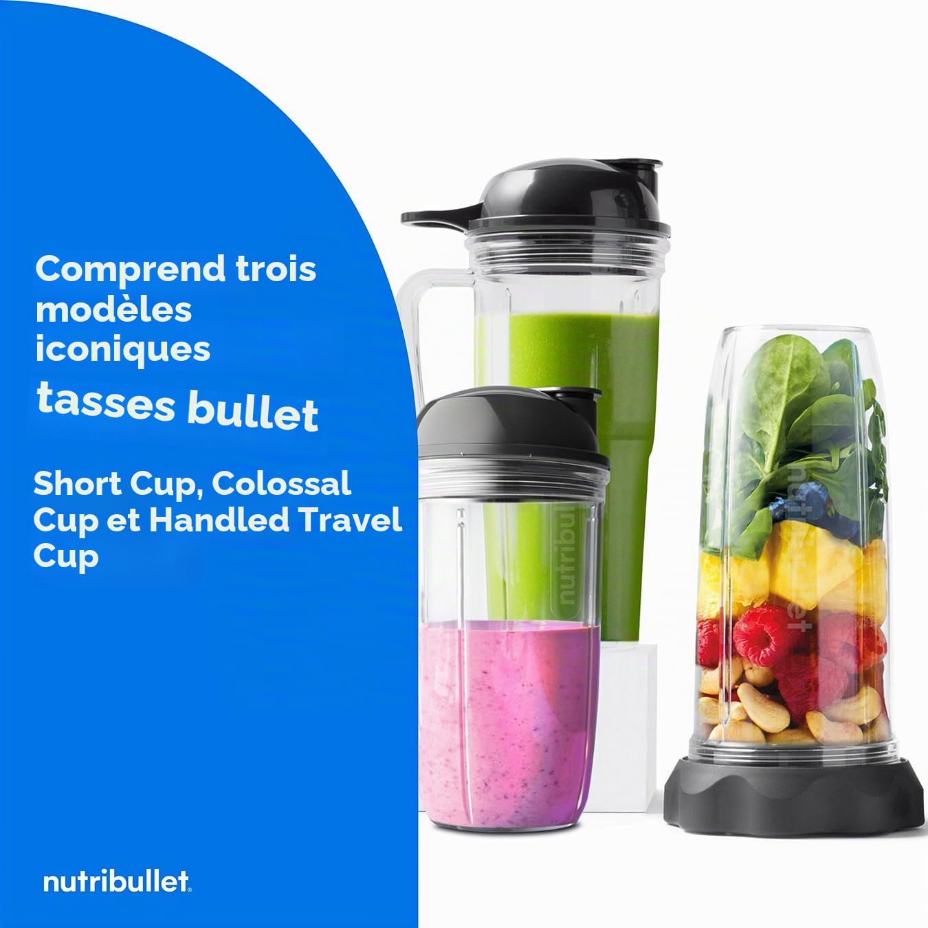 Nutribullet Mixeur chaud et froid Combo gris charbon – Comprend une puissante base de 1200 W, 3 tasses de différentes tailles, 2 couvercles rabattables pour On The Go et 1,8 l – Mixeur pour smoothies