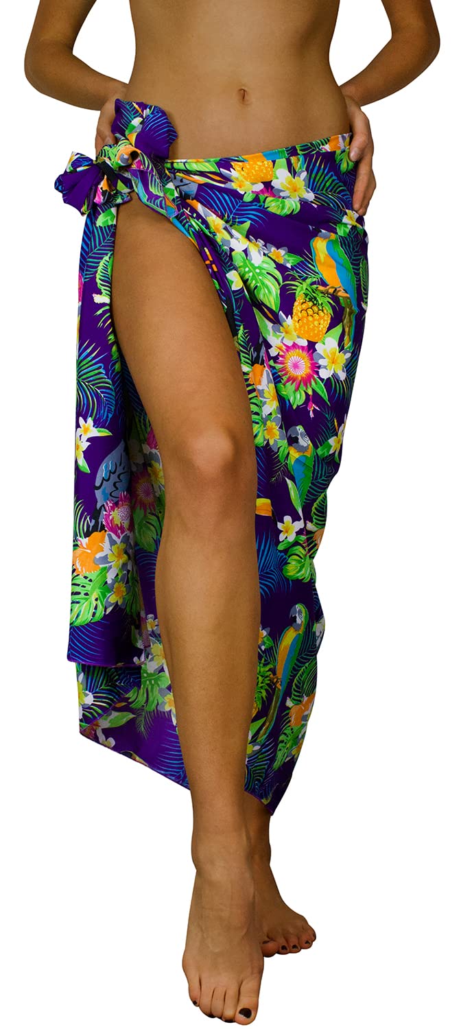 King Kameha Hawaii Sarong Pareo Beach Wickel Damen Funky Casual Bikini Cover Up Strandkleid Badeanzug Papagei Kakadu Print