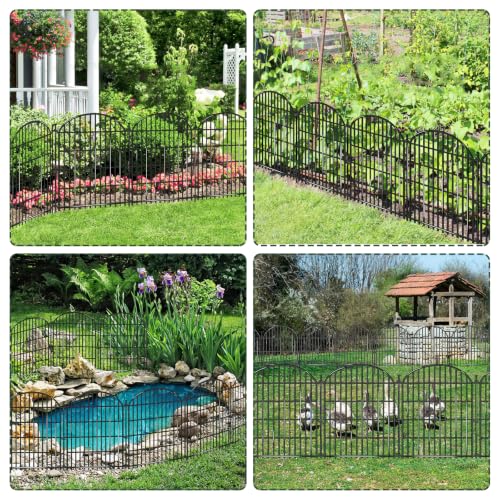 20 Panels No Dig Decorative Garden Fence, 33in(H) x 44ft(L) Animal Barrier, Rustproof Metal Temporary Dog Fence for Outdoor Yard, Patio, Flower Bed by AVELOTUUG - Used condition - Image 7