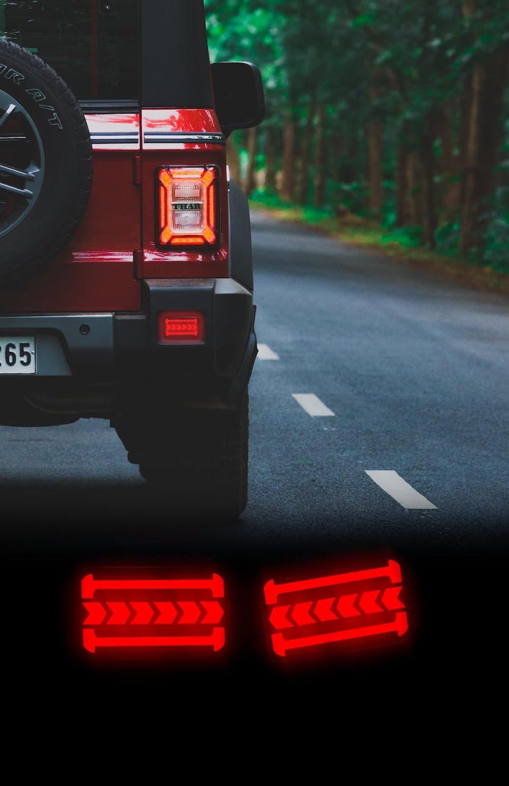 COLOURLINE Rear Car Reflector Bumper Light Compatible For thar all models with Matrix Red Color