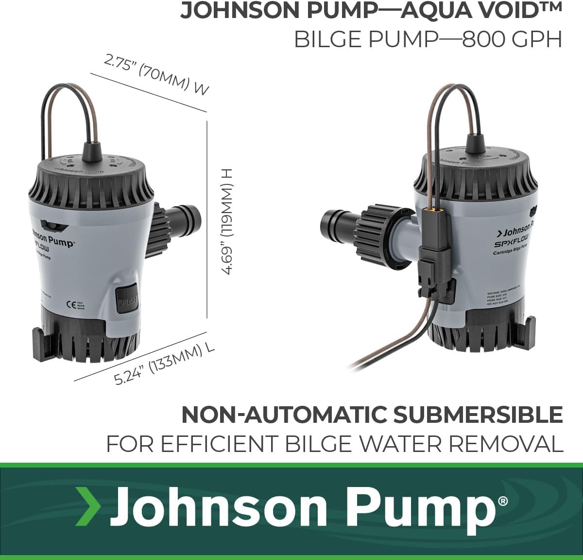 Johnson Pump 10-13626-05 Aqua Void Bilge Pump - 12V, 800 GPH