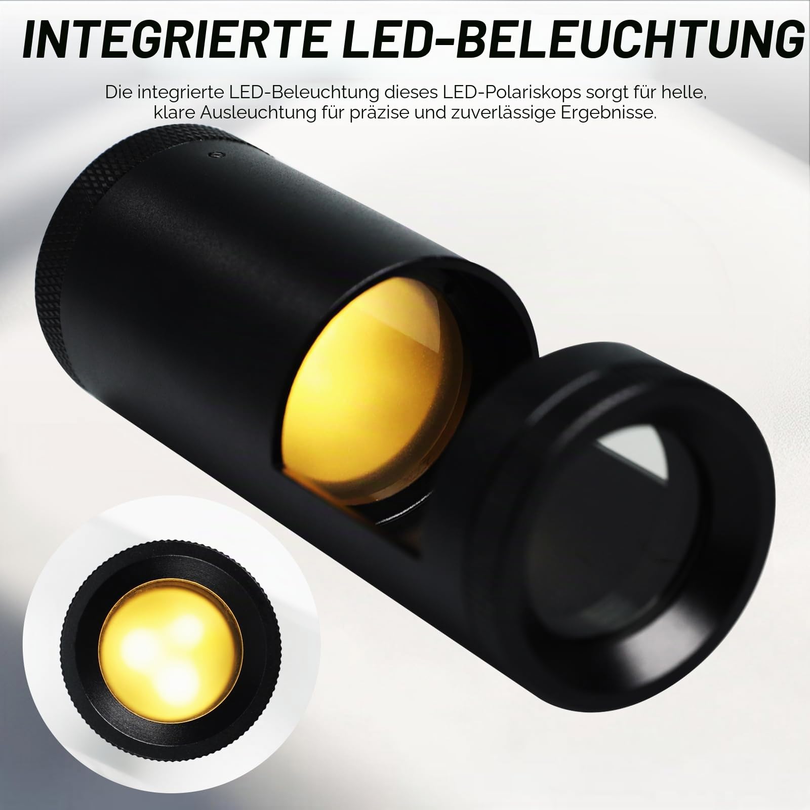 Handheld-Doppel-Linsen-Polariskop, tragbar, 93 mm Länge, LED-Edelstein-Polariskop, mit 24 mm Durchmesser, integriertes LED-Licht, optische Eigenschaften, Werkzeug für Juweliere, Gemologen zur