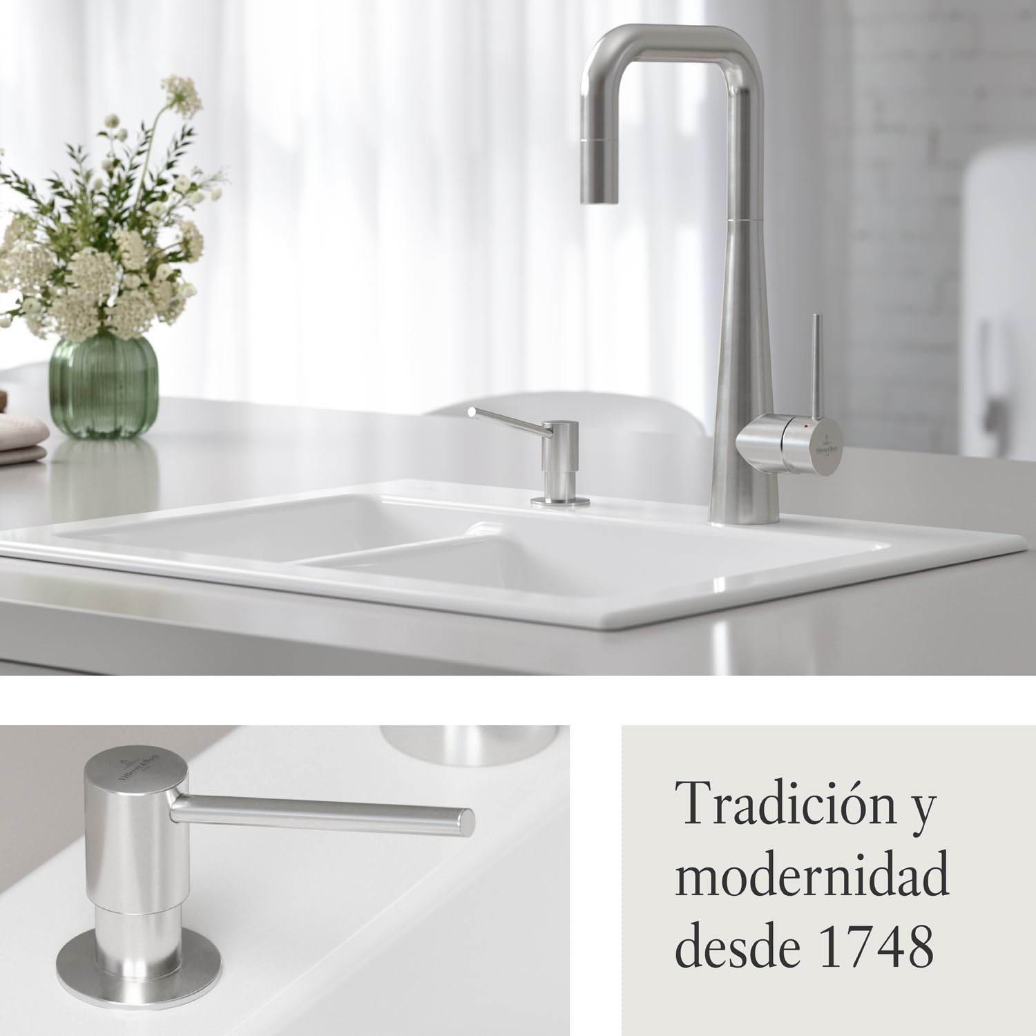 Villeroy & Boch VB-9236 20 LC, Dispensador de jabón, Brushed steel
