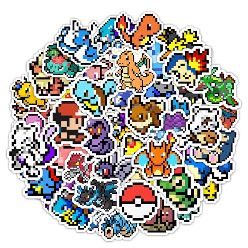 Pounchi Retro Pixel Anime Stickers (50Pcs Large Size) Aesthetic Video Game PVC Sticker, Gifts for...