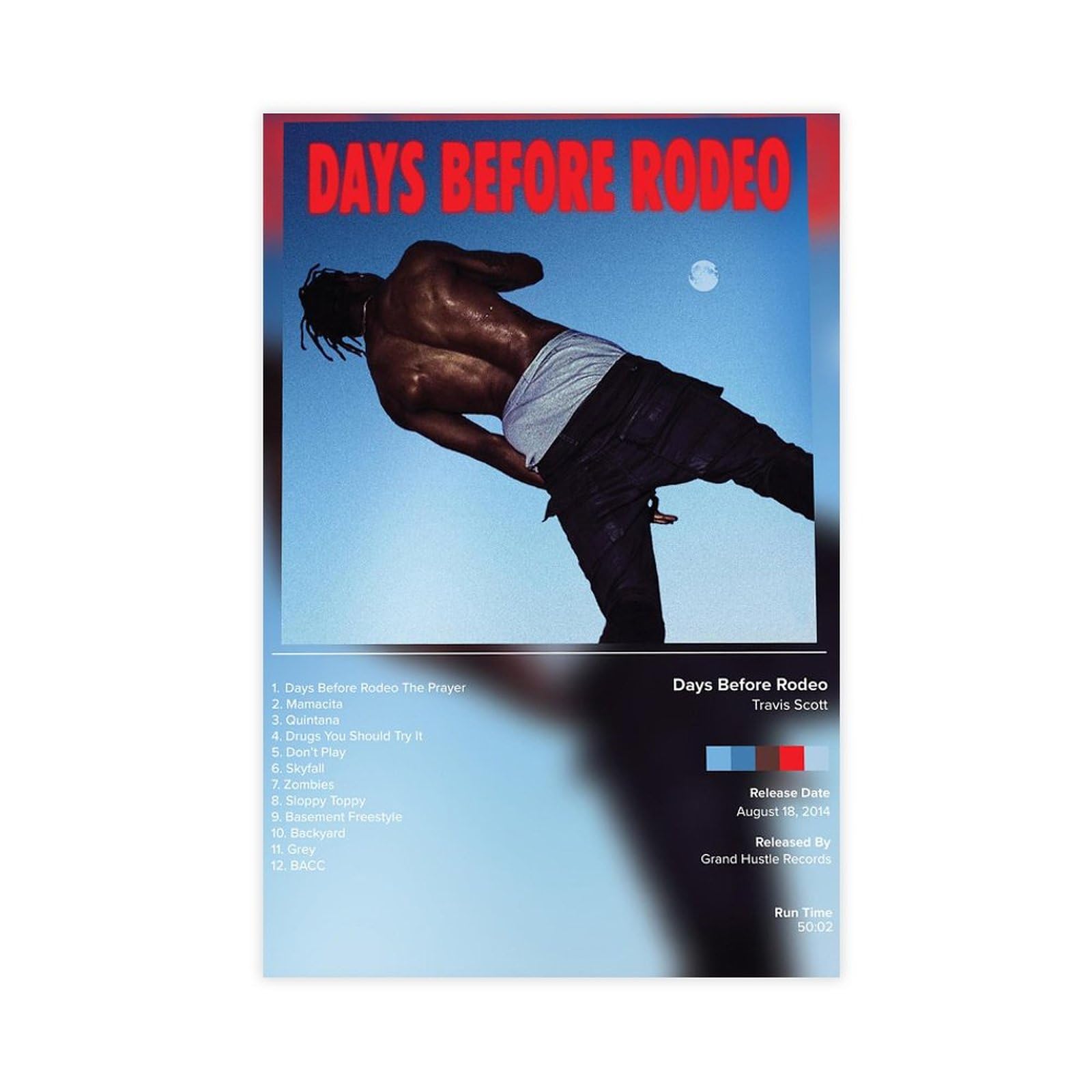 Poster Rodeo - Poster su tela, motivo: Travis Scott Limited, decorazione per camera da letto, ufficio, camera da letto, regalo, con cornice, 60 x 90 cm