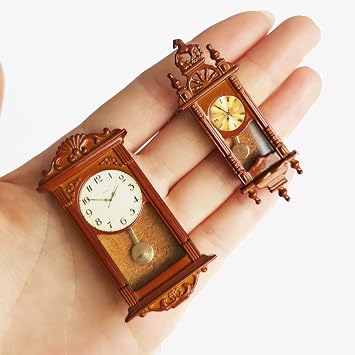 Dollhouse Miniature Clock, Vintage Mini Wall Clock, Wood Miniature Clock, for Dollhouse Miniature Decoration, Artisan Photography Gift, Craft DIY B 60 * 22mm/2.36 * 0.87in
