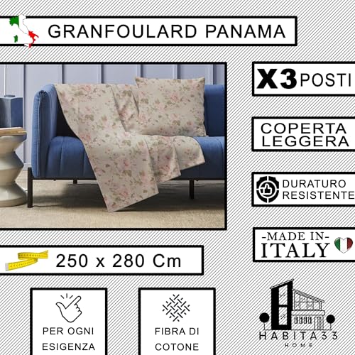 Habita 33 Home Granfoulard Copridivano, Copriletto Matrimoniale Primaverile, Telo Copridivano 250X280 Cm, Copri Divano Leggero, Telo Estivo (Camelia Rosa) - 4