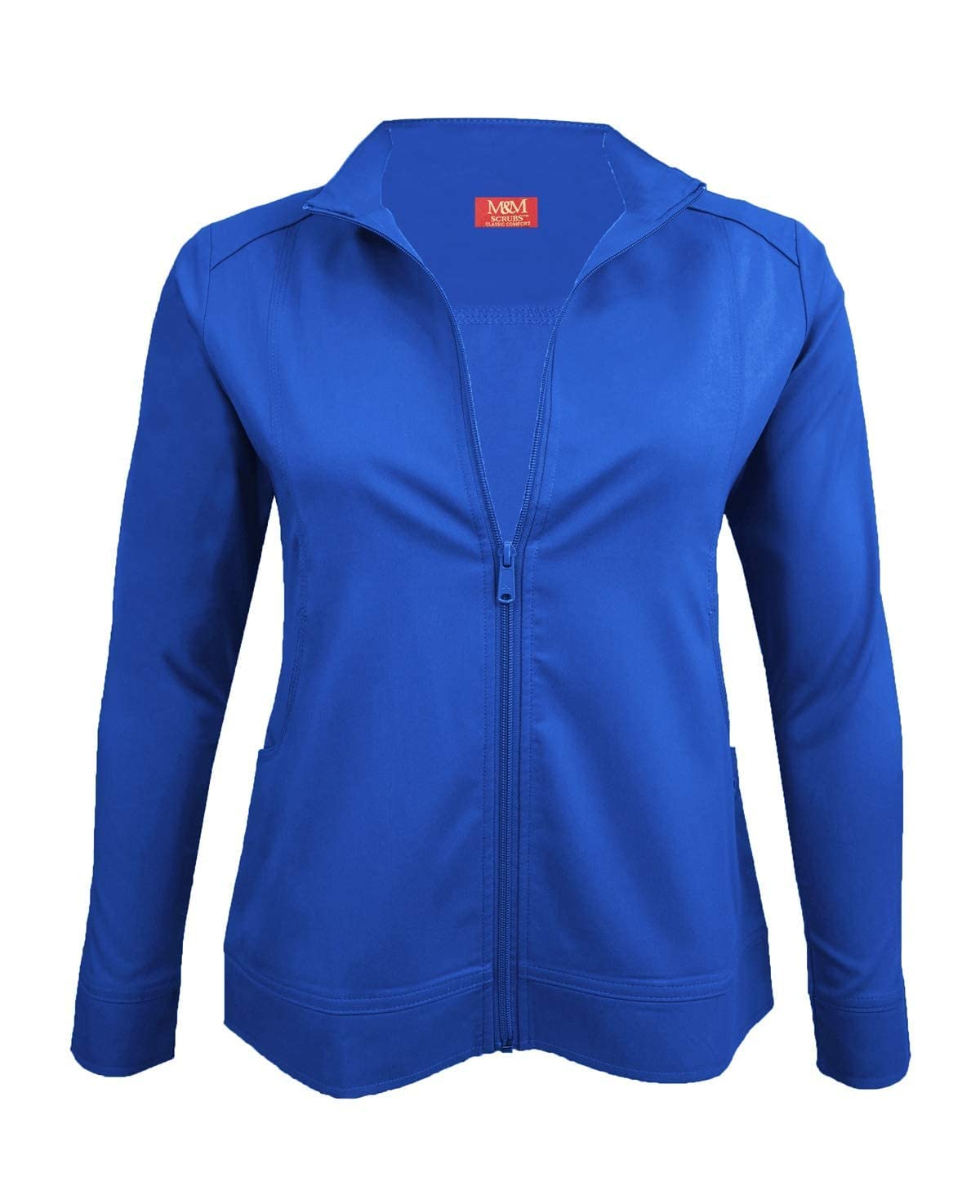 Women's Ultra Soft Front Zip Warm-Up Scrub Jacket (True Navy Blue, Small)