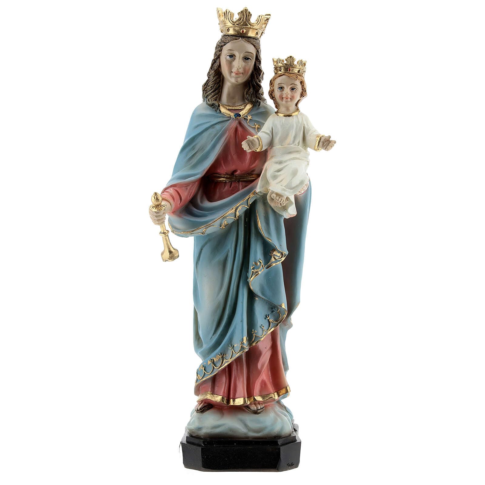 Holyart Statue in resina e PVC: Statua Maria Ausiliatrice base effetto legno resina 20 cm