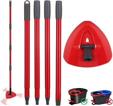 Sgizoku Spin Mop Head Base with Handle Compatible with Viledar/O-cedars 2in1,3in1 Turbo Mops Refill for Turbo Smart/EasyWring&Cleaning Mops Accessory - Not Include Mop Cloth