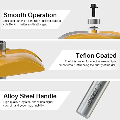 Vista 10 de Panel elevado de ensenado con cortador trasero, brocas de enrutador de 1/2 para corte de ensenado, diámetro de 3-1/2 pulgadas, diseño de panel