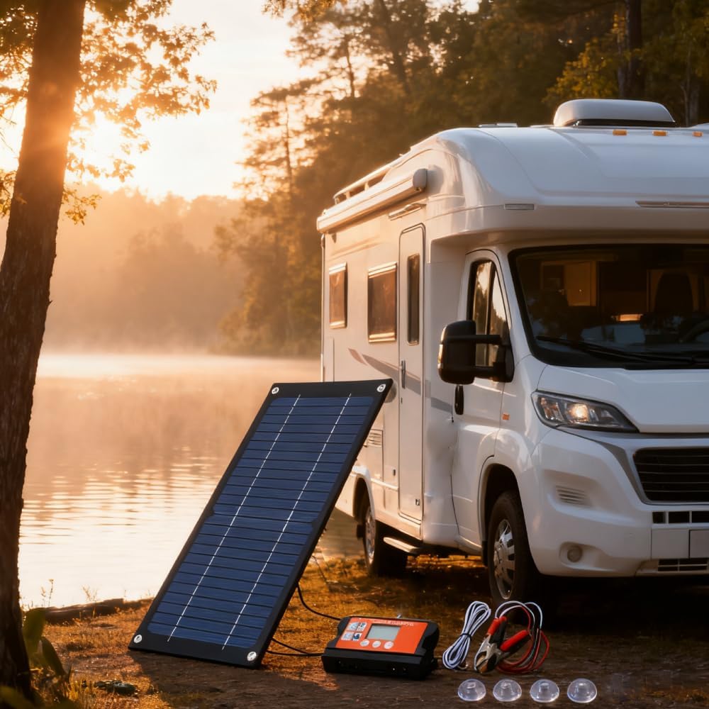 600W Solar Panel, Solar Panel Kit 100A Controller Solar Panel Kit with Extension Cable Battery Clip for RV, Camping, Outdoor