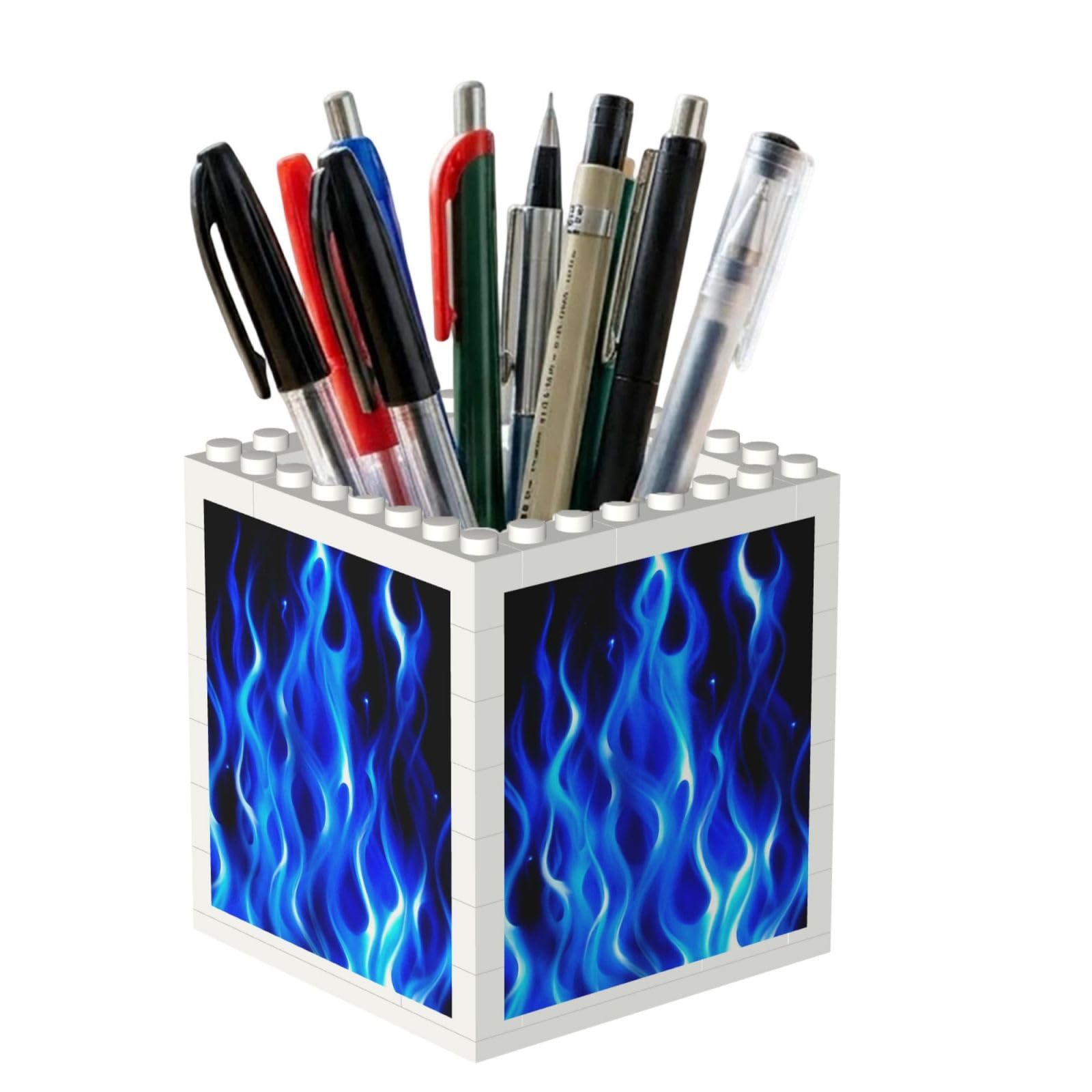 Poadnly The Blue Flame, Pen Pot Pencil Holder for Office Home School, Compact Desk Organiser for Office Stationery