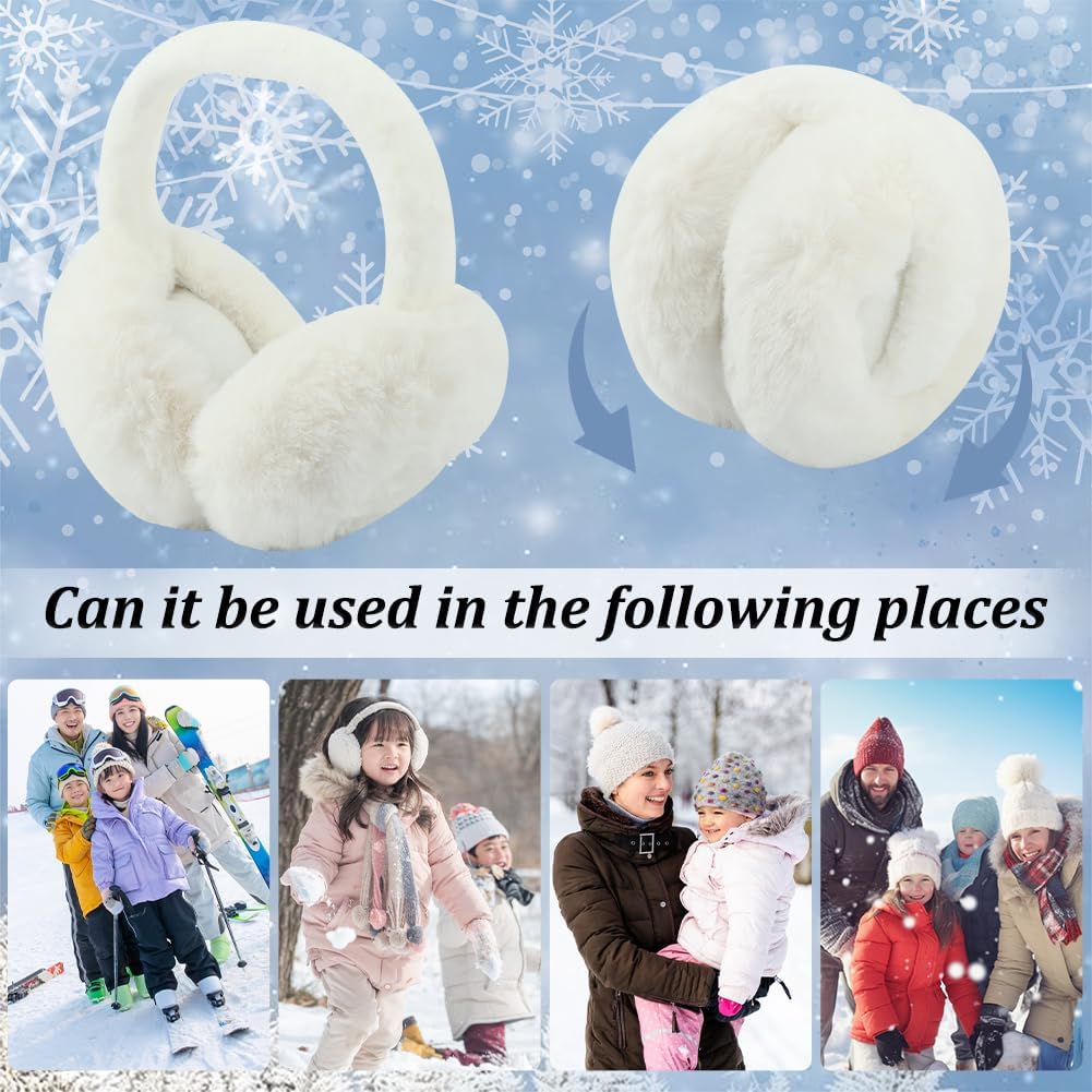 Winter Ear Muffs Women, Faux Fur Winter Girls Fuzzy Earmuffs, Foldable Fluffy Ear Covers, Outdoor Warm Ear Covers