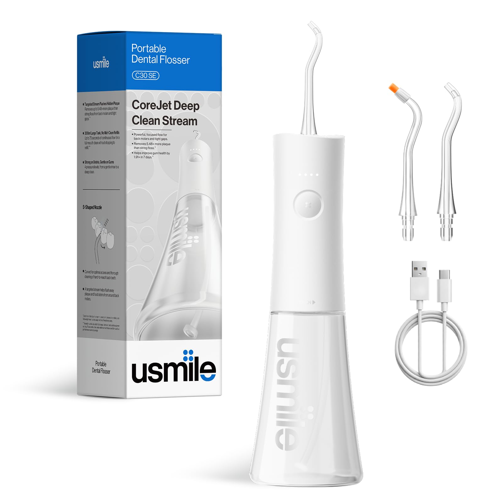 usmile C30SE Water Flosser with Easy Pressure Modes for Daily Oral Care