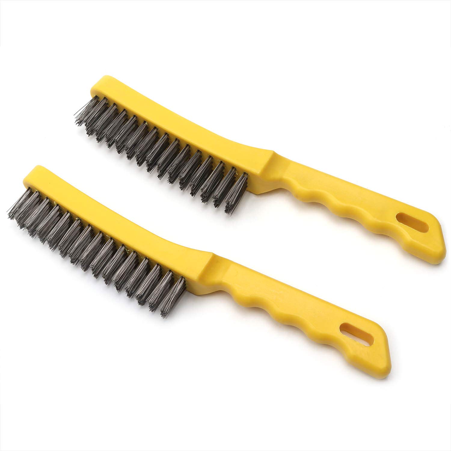 2 Pcs Stainless Steel Wire Brush, Wire Brushes for Cleaning Rust Heavy Duty Rust Remover for Metal Welding Wire Brush with Curved Handles 11 Inch for