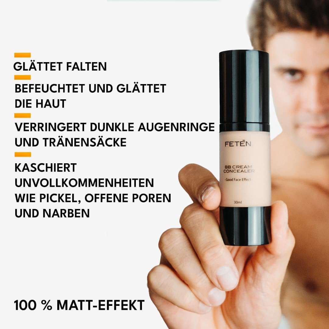 FETEN BB Cream Getönte Tagescreme mit Lichtschutzfaktor, Tagespflege BB Creme Mattierend, Tönungscreme für das Gesicht für Männer, Anti Age Magic Beauty Make Up and Tinted Moisturizer