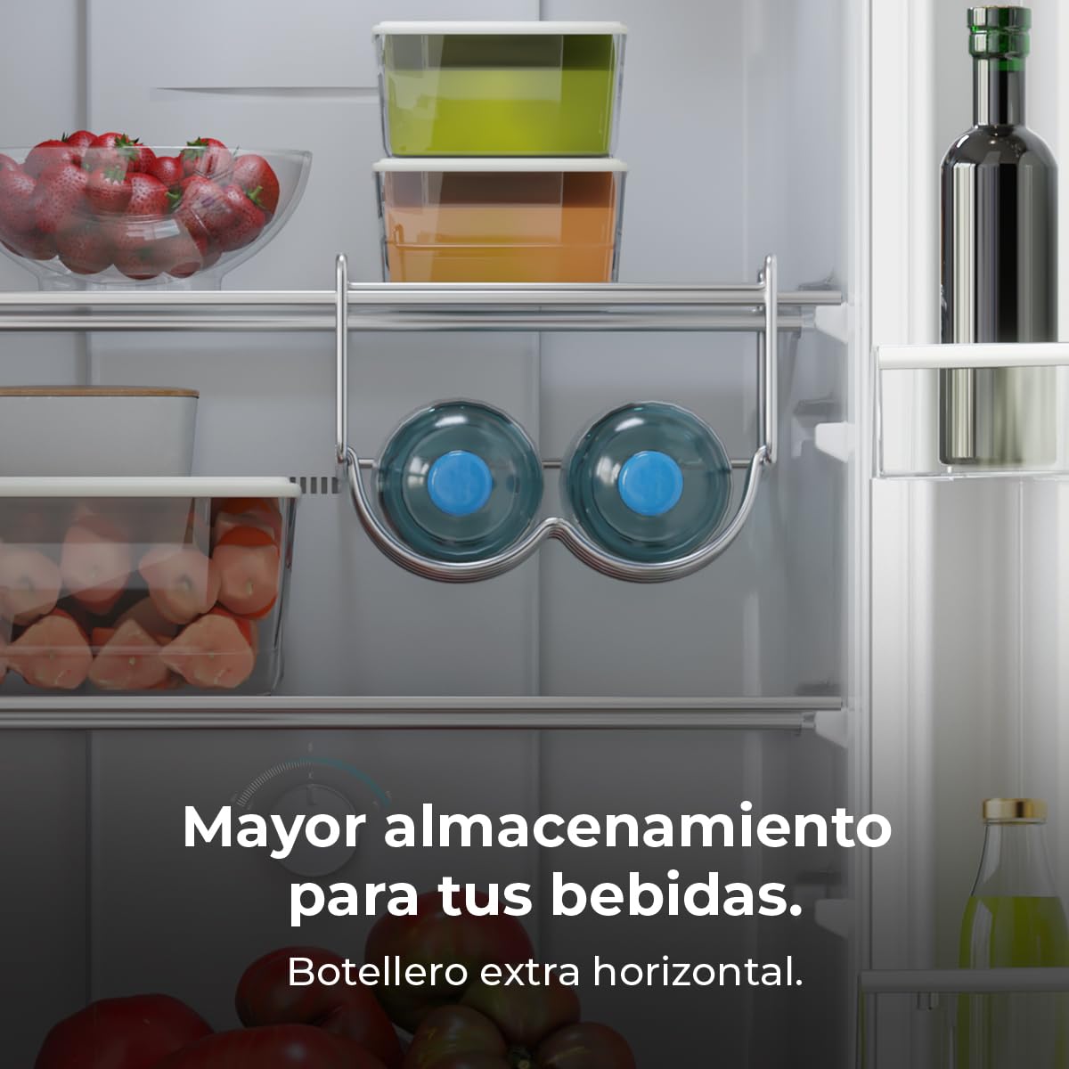 Cecotec Frigorífico Combi Bolero CoolMarket Combi 250 Dark E. Clase Energética E Frigorífico Combi Inox Oscuro 180X55Cm, 250L, No Frost, Multi Air Flow Y Cajón Humidity Box