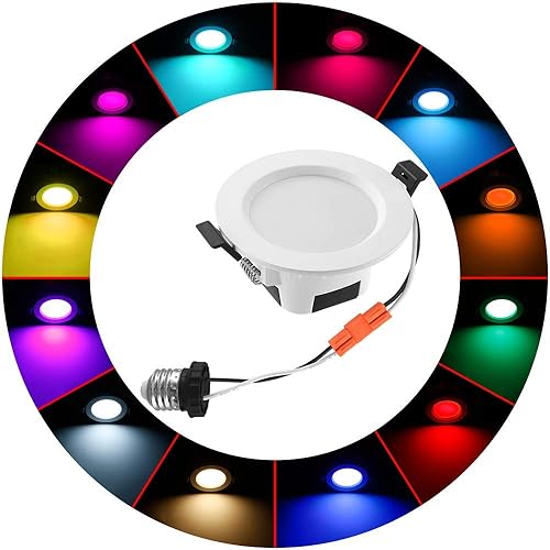 Miniatura 4 de Sumaote - Kit de luces descendentes LED de 5W, inalámbricas, con control por Bluetooth, empotrables, RGBWC, 5 en 1, para iluminación de techo,