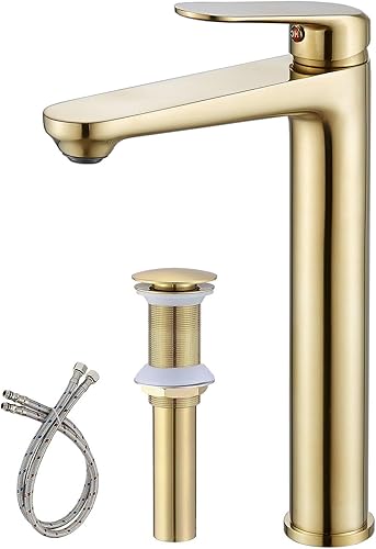 Grifo de baño de oro cepillado, manija única, palanca de un agujero, grifo de lavabo de baño, grifo mezclador de latón comercial, Gudetap GT7897BGH