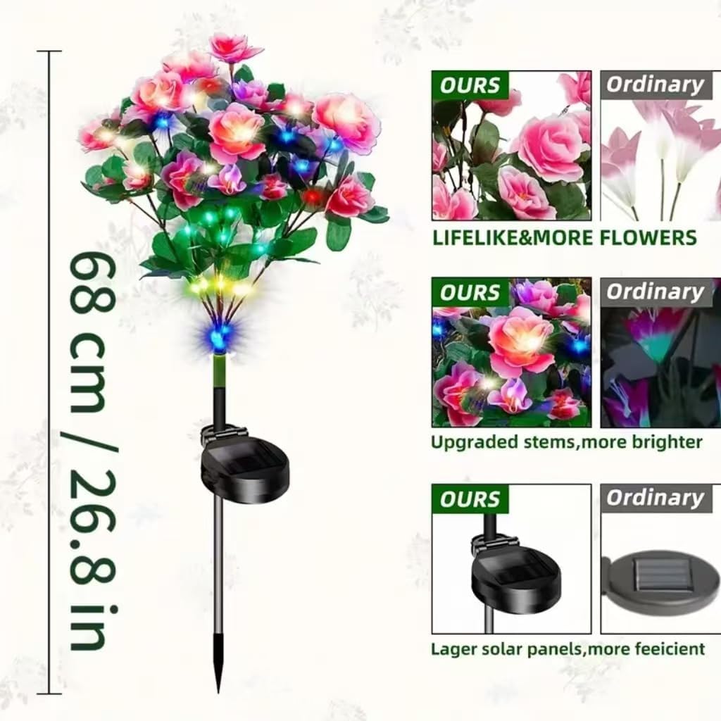 The Simulated Azalea Lantern Inserted on the Ground has red and Pink Colors