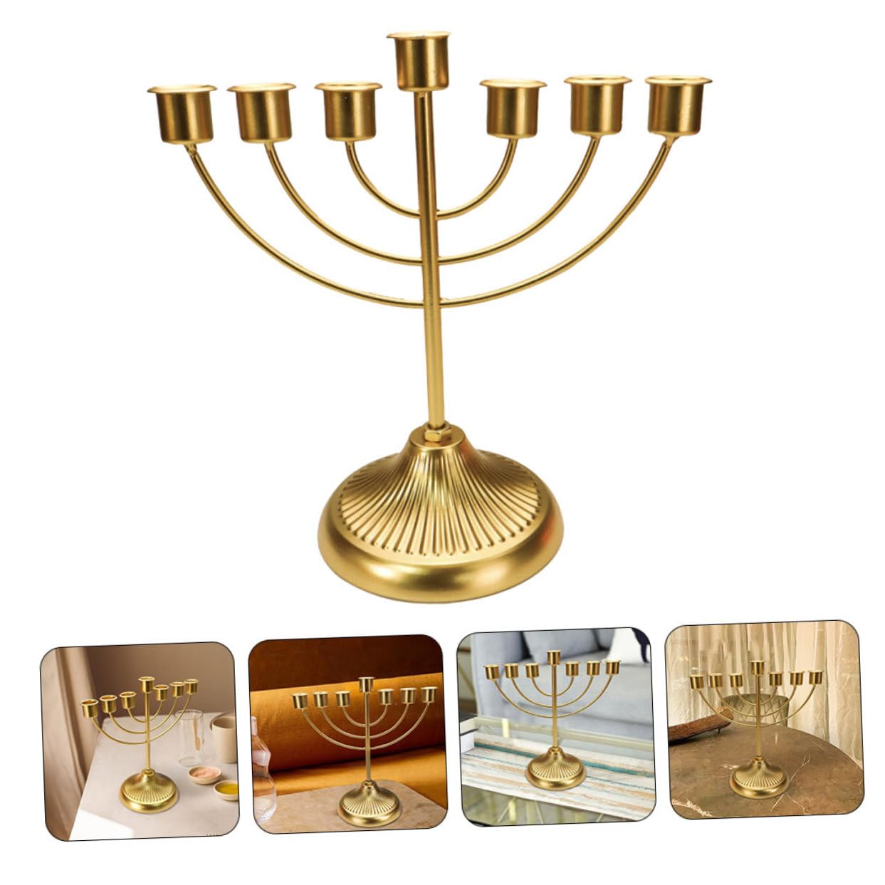 Candelabro de 7 Brazos en Hierro Dorado Estilo Vintage | Centro de Mesa para Banquetes, Efecto de Luz Ampliado, Detalle Creativo y Delicado para Cenas