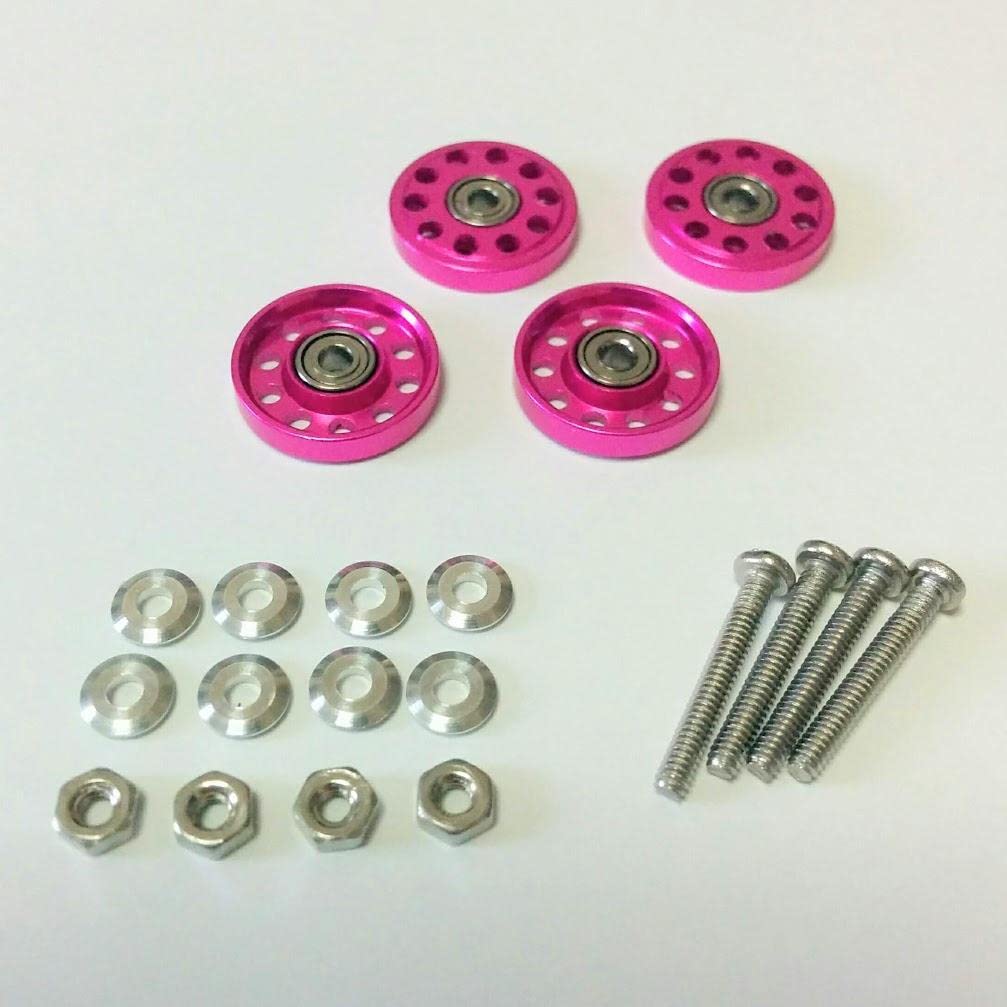 Amazon | ミニ四駆 13mm 軽量 アルミベアリングローラー ピンク2個2 