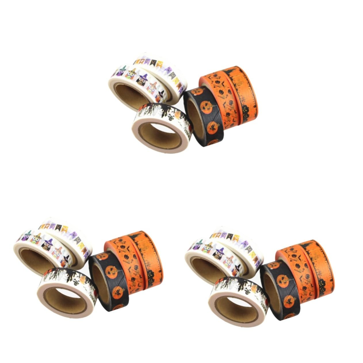 Lurrose 3 Sets Washi-klebeband Basteln Dekoratives Abdeckband Klebstoff Für Halloween-themen Sammelalben Kalender 6 Stück X 3