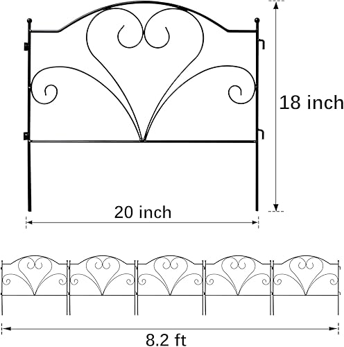 Miniatura 2 de Valla decorativa de jardín de 18 pulgadas de alto x 20 pulgadas de ancho (5 paneles, longitud total de 8.2 pies) sin excavación, valla de metal a