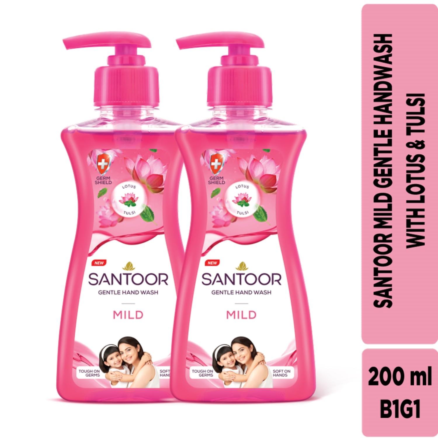 Santoor Mild Lotus and Tulsi, 200ml (Buy 1 Get 1) - Image 2 thumbnail
