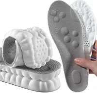 1 Par De Palmilha 4D Esportiva Ortopédica De Látex Respirável Anti Impacto Anatômica Suporte De Arco Corrida (M 25,5cm) 37-38