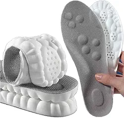 1 Par De Palmilha 4D Esportiva Ortopédica De Látex Respirável Anti Impacto Anatômica Suporte De Arco Corrida (M 25,5cm) 37-38