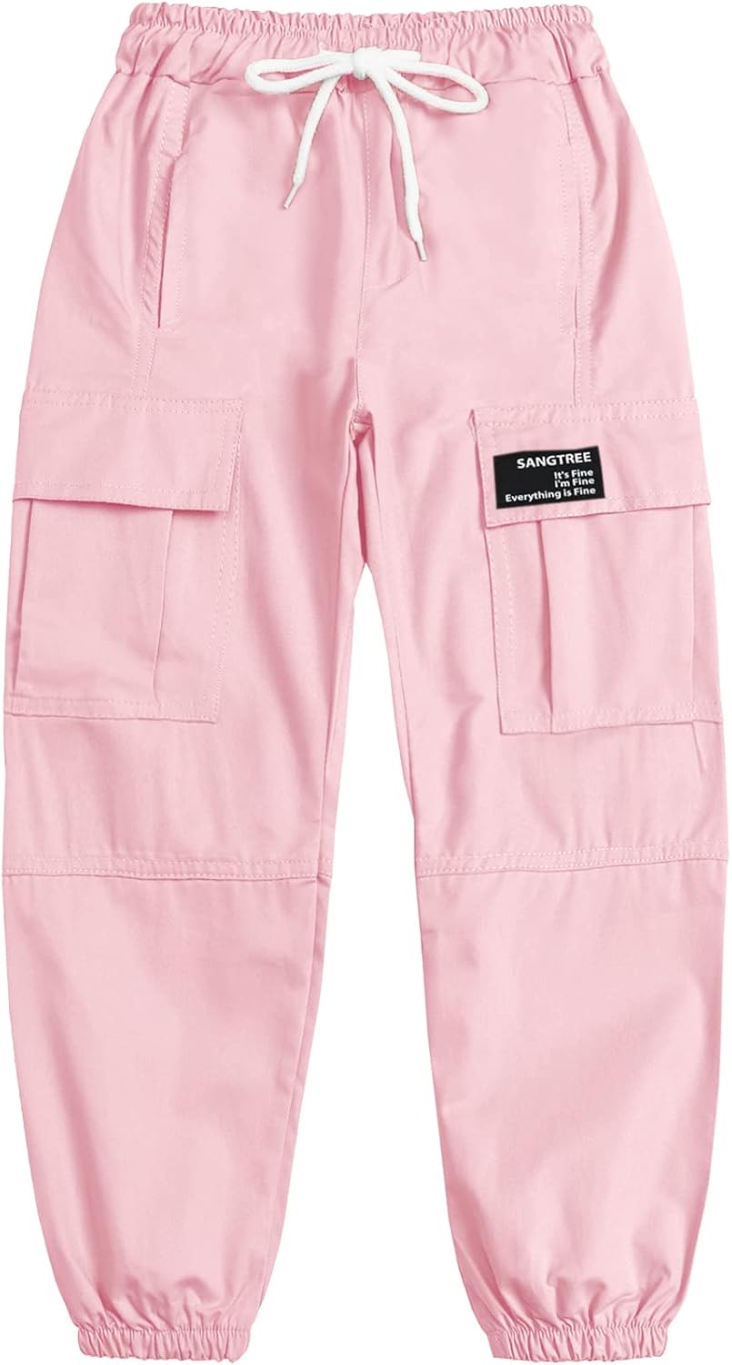 SANGTREE Girls & Womens Drawstring Cargo Jogger Pants,3 Years - Women 3XL - Picture 21 of 170