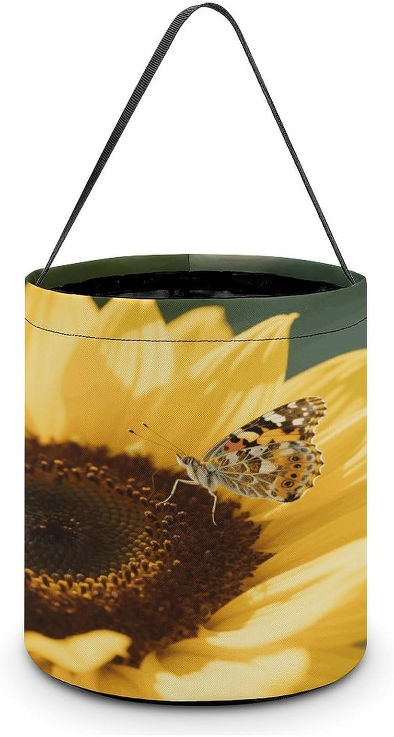 LLUTSNTH Sunflower Halloween Tote Treat Bag for Trick Or Treat