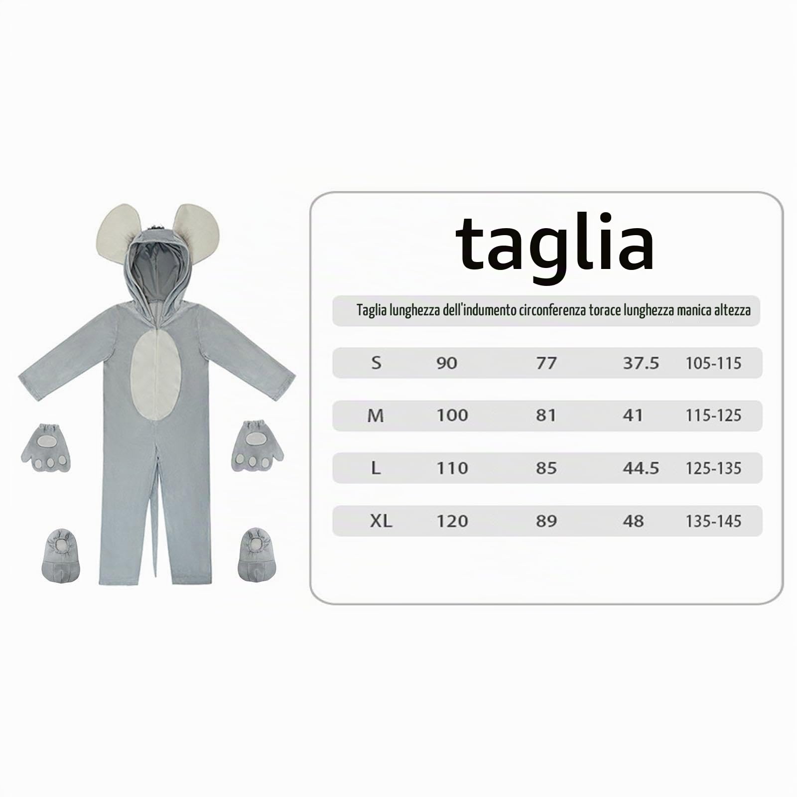 Costume da Topo per Bambini, Abbigliamento Morbido per Bambini per Feste di Natale, Vestiti in Maschera, L