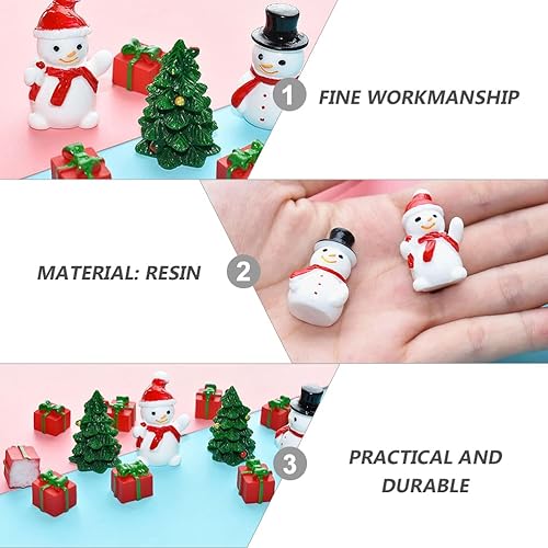 Miniatura 5 de LUOZZY 40 mini figuras de muñeco de nieve de Navidad en miniatura con sombrero, muñeco de nieve de resina, micro paisaje, decoración de casa de