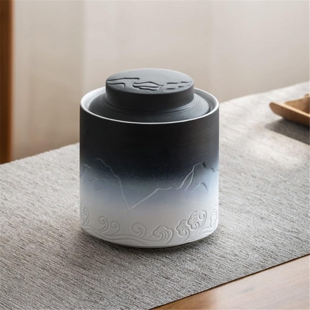 Kanister für Tee, Kaffee und Zucker Große versiegelte Teedose aus Keramik for zu Hause mit Deckel(Weiß)