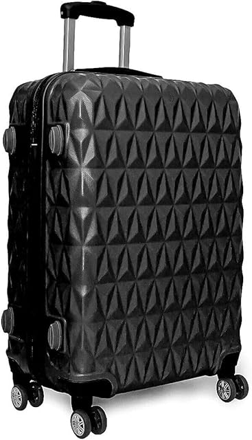 Large Lightweight ABS Hard Shell Travel Hold Check in Luggage Spinner Suitcase with 4 Wheels (Black)