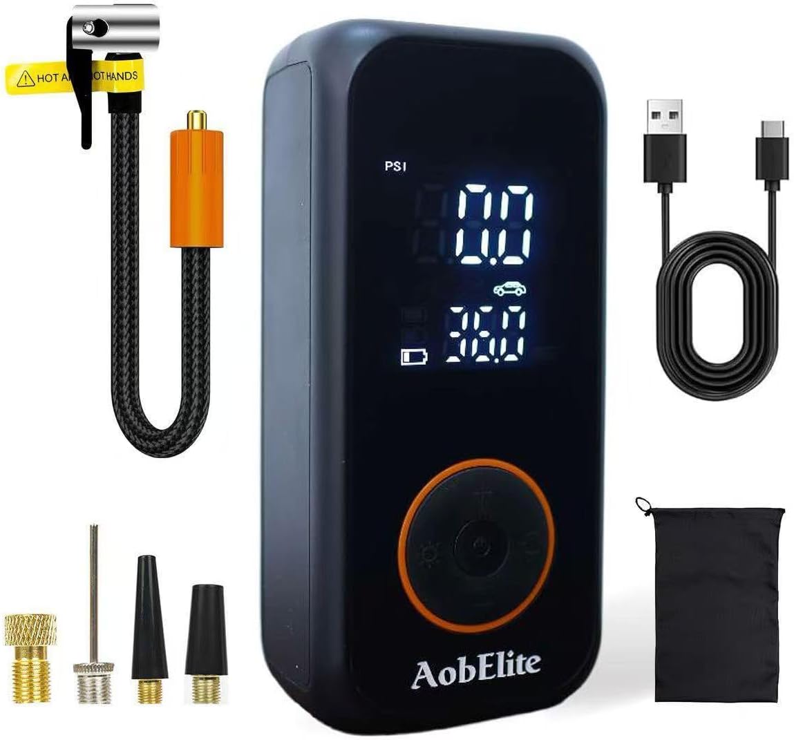 Tire Inflator Portable Air Compressor,150PSI Cordless Air Pump for Car Tires,Tire Inflators with Digital Pressure Gauge LED Light and Auto Shut-Off,Portable Tire Pump for Car,Bike,Motorcycle,Balls
