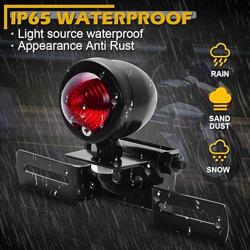 Miniatura 3 de KATUR 1 pieza de luz trasera de motocicleta roja de 12 V con soporte para placa de matrícula, color negro, compatible con Harley Bobber Chopper