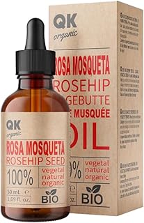 Organic Rose Hip Oil, 100% Pure Organic Vegan, 50 ml Glass Bottle, for Scars and Stretch Marks, Anti-Wrinkle Anti-Ageing, ...