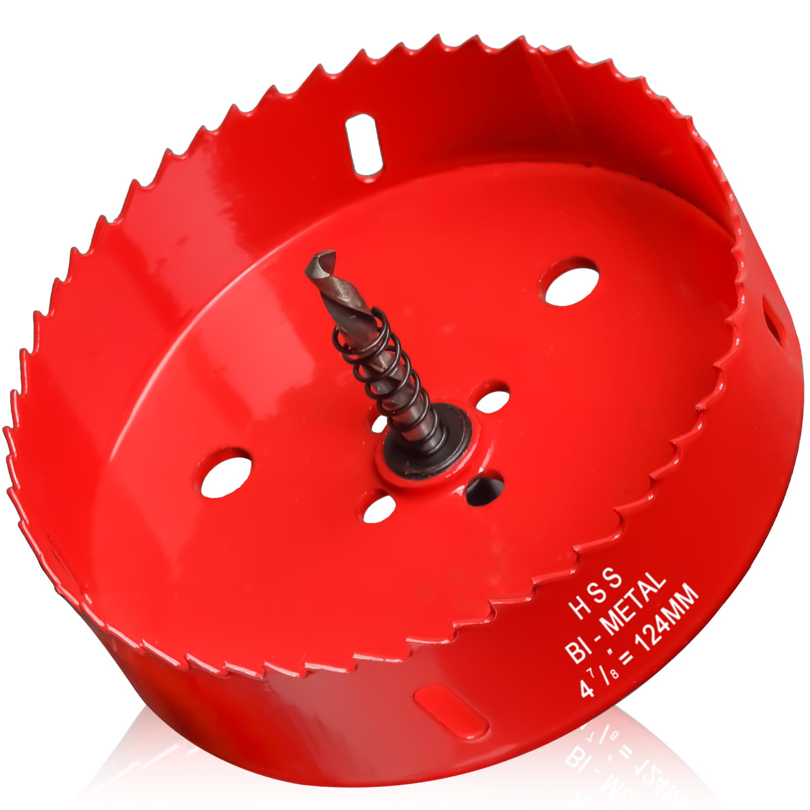 Hole Saw 4 7/8” (124mm) for Wood, HSS Bi-Metal Hole Cutter with Pilot Drill Bit for Recessed Lights, PVC Boards, Fiberglass and Vent Pipes