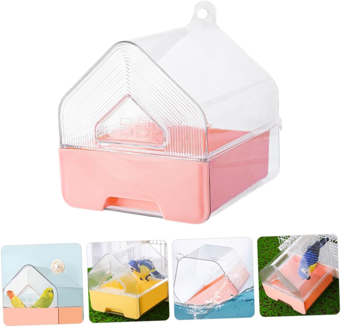 BESPORTBLE 2pcs Hanging Bird Bath for Cage with Drawer, Parakeet Shower Tub, Budgie Bathing Accessory, Suitable for Small Parrots, Cockatiels, Lovebirds, and Conures