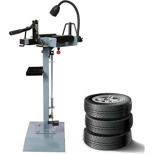 Manual Tire Spreader - Portable Tire Changer for Car Truck Tire Repair with Adjustable LED Light | Motorcycle Tire Changer with Attached Tool Tray Manual Truck Tyre Spreader Tool for Light Car Truck