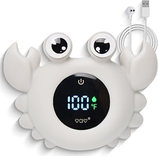 TKY Crab Baby Bath Thermometer Toy: Digital Floating LED with Color Alerts, Waterproof Sensor for Newborn Infant Safe Baths