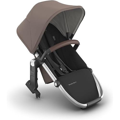 UPPAbaby RumbleSeat V3 Second Lower Seat - Compatible with Vista V2 and Vista V3 - All-Weather Seat + Magnetic Buckle – Adapters Included - Theo (Dark Taupe/Silver Frame/Chestnut Leather)