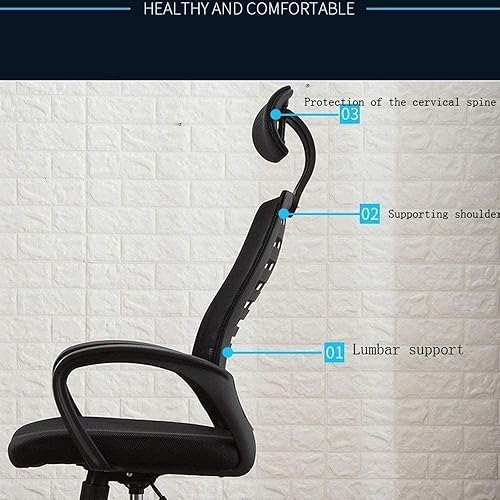 Miniatura 4 de Silla ergonómica de oficina de malla con respaldo medio, silla de escritorio giratoria, silla de computadora con reposabrazos soporte lumbar (negro)