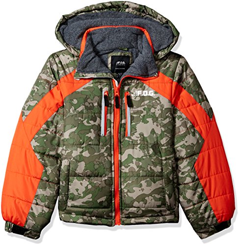 LONDON FOG Boys' Little Active Puffer Jacket Winter Coat, Real Green camo, 5/6